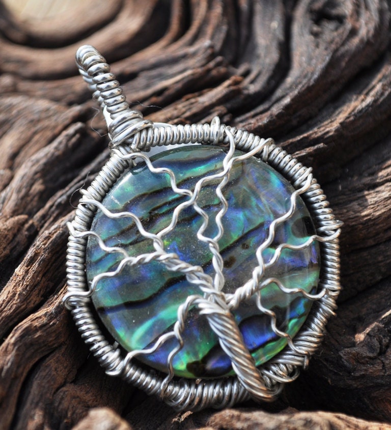 Genuine Abalone Shell OOAK - Tree of Life Pendant