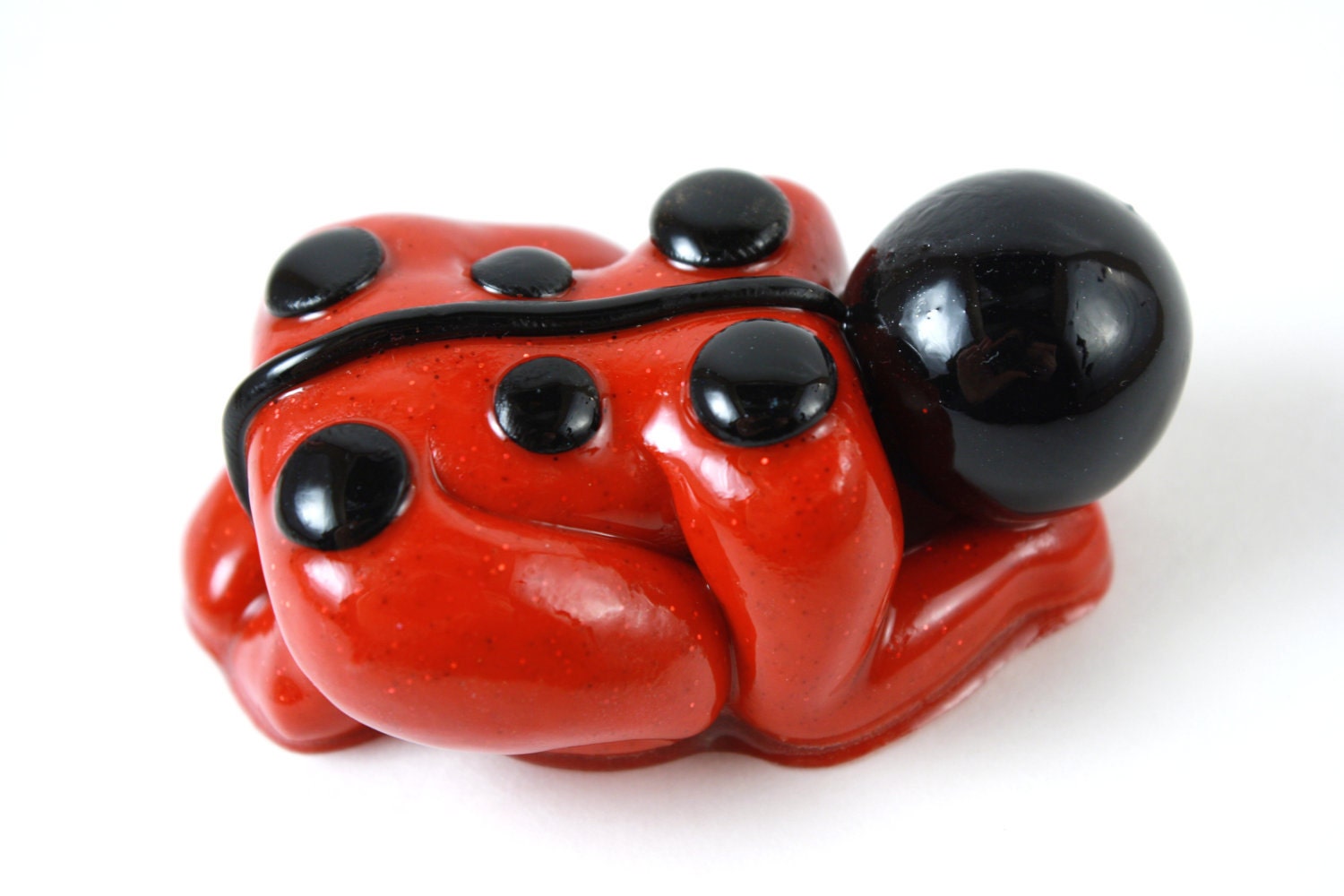 Sleeping Baby Ladybug - hand sculpted from polymer clay - ready to ship