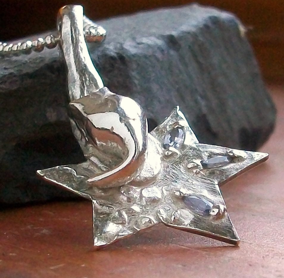 Silver Star Cat Necklace Tiny Kitty Magic Wand