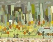 Central Park.  Limited edition 24"x38" print by Matte Stephens.