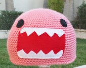 Girl Domo -ish Hat :  Strangely Loveable Japanese Cartoon Handmade Beanie Hat - Kawaii