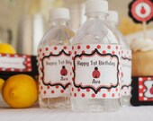 Water Bottle Labels - Birthday Party Decorations - Ladybug Theme in Red & Black (12)