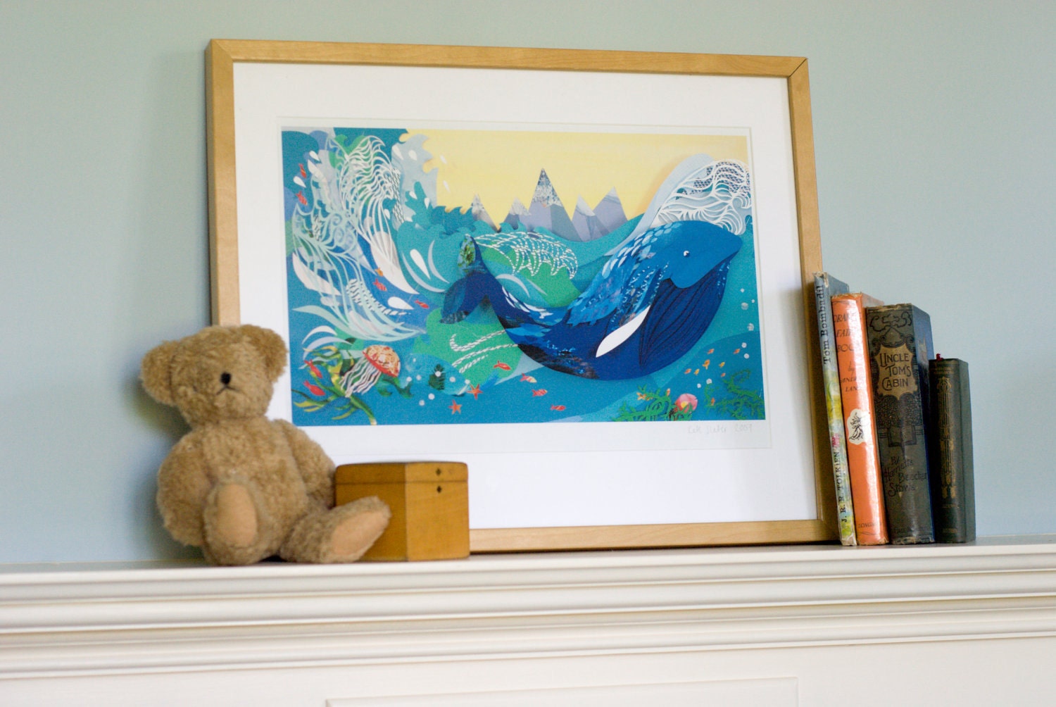 Whale in the Waves Illustration Print - 8 x 11 (A4)