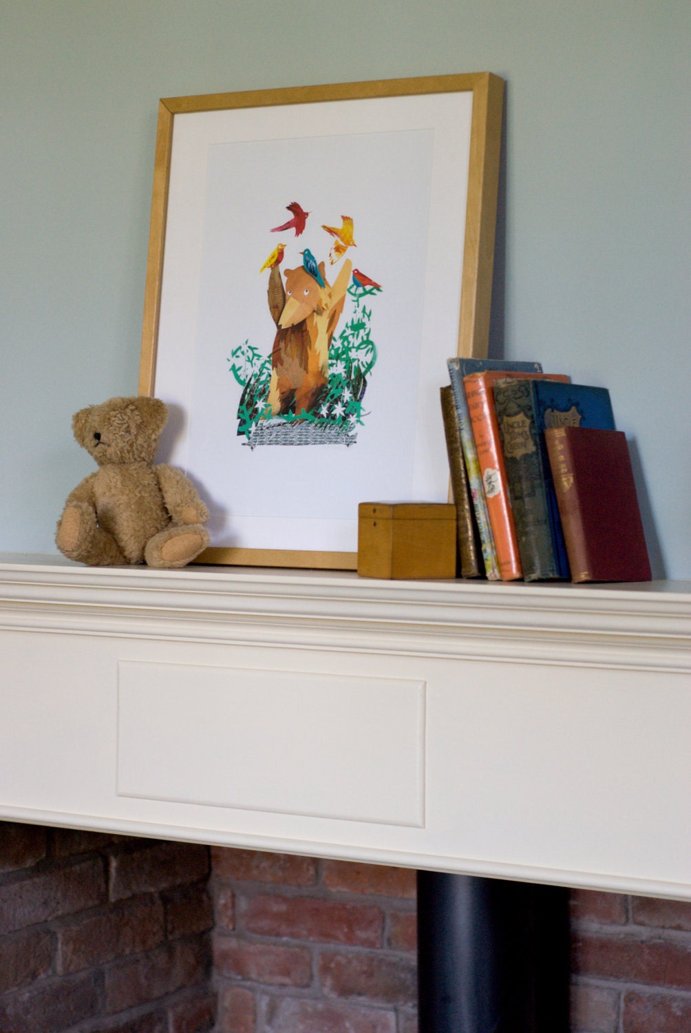 Bear and Birds Illustration Print - 8 x 11