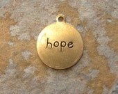 4 Trinity Brass Antique Gold Patina  HOPE Charms -  Trinity Brass