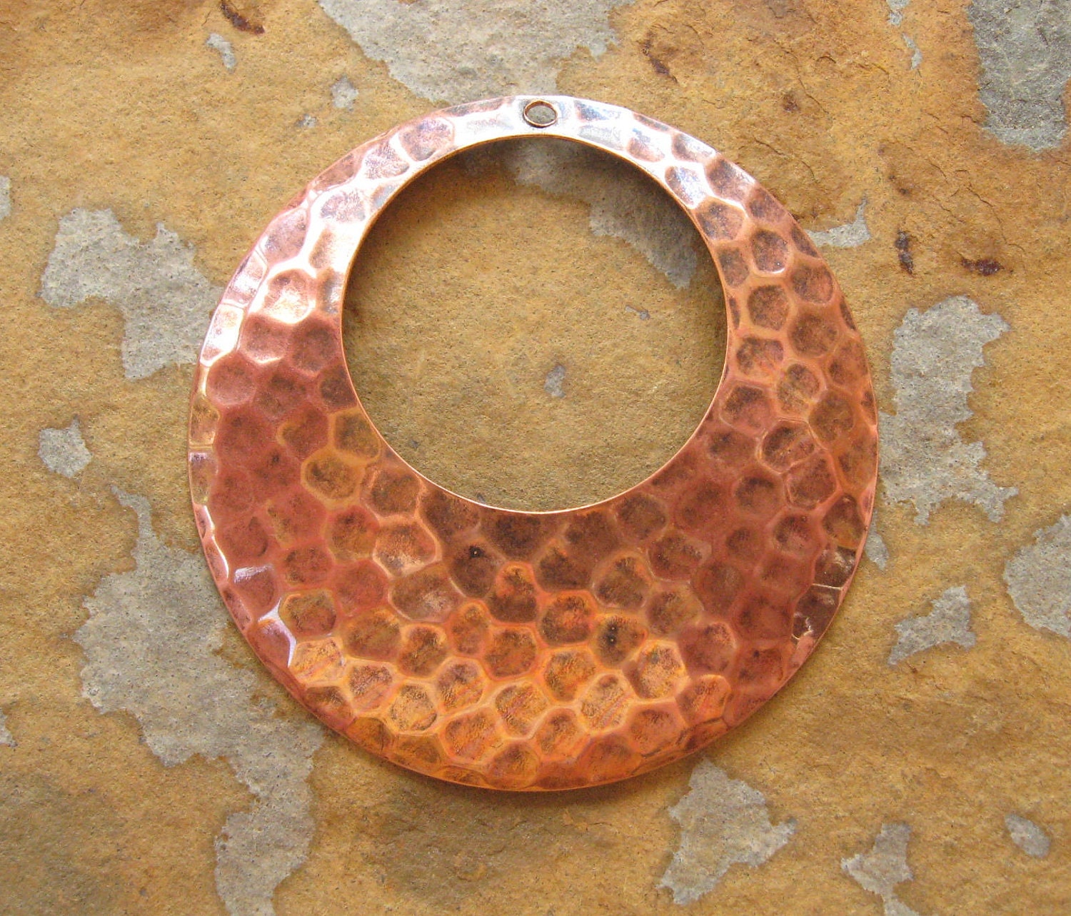 2 Trinity Brass Antique Copper Hammered Hoop 38mm - LOW SHIPPING