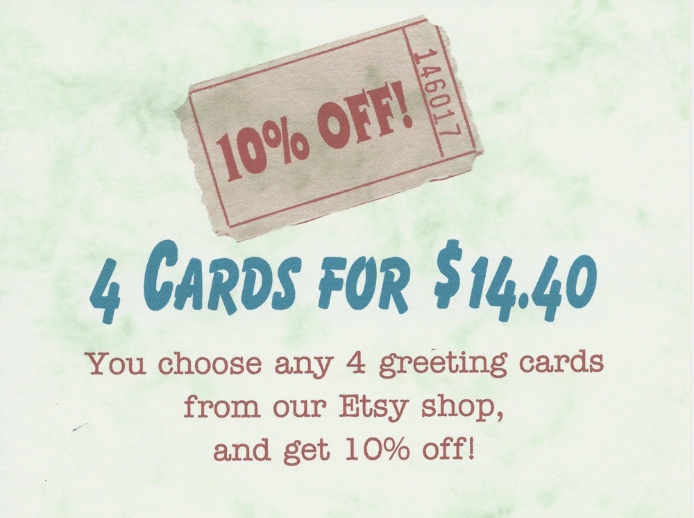 Card Set of 4, Save 10 Percent (%), You Choose Cards - Sale