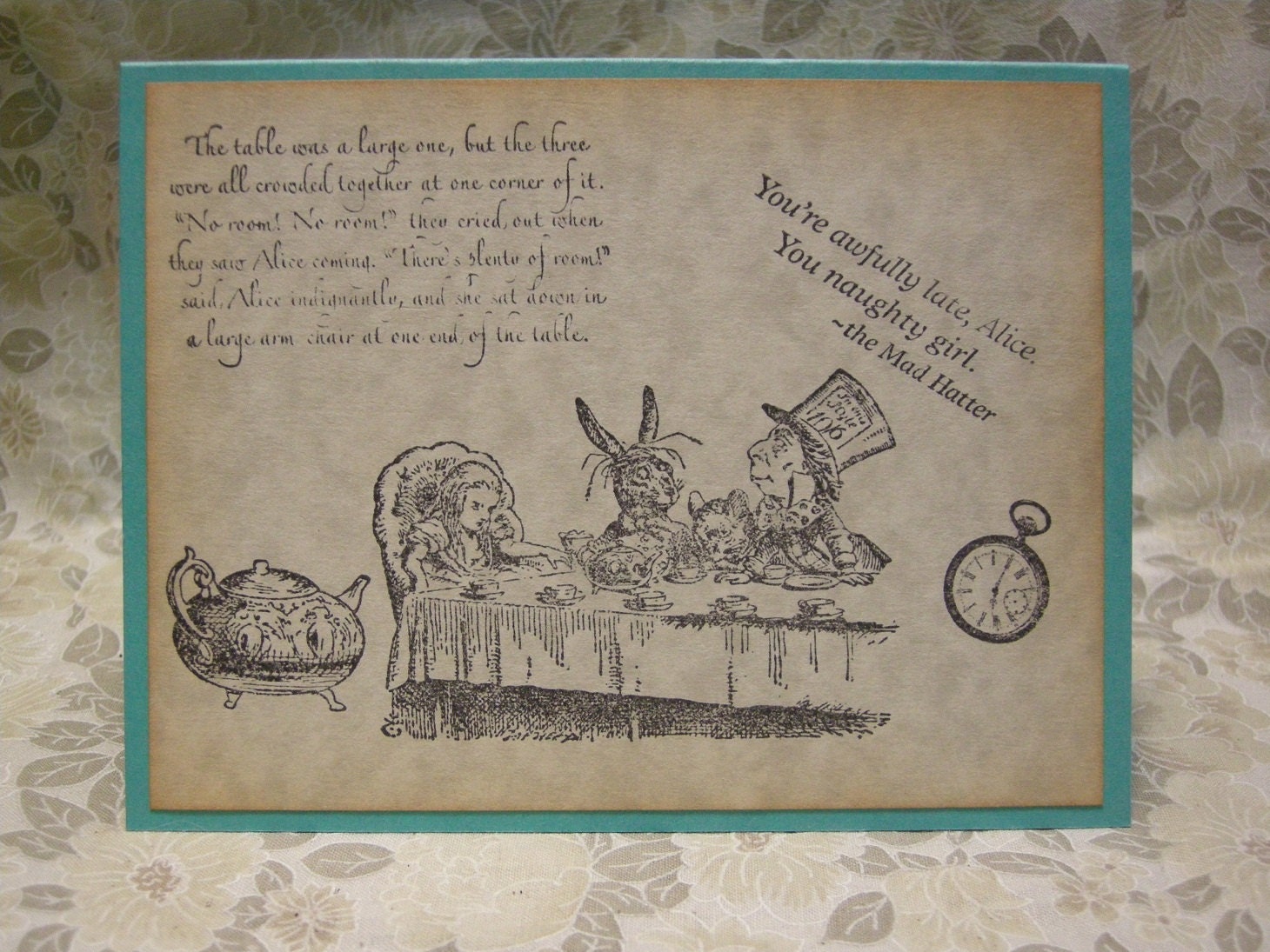 A Very Merry Unbirthday Alice in Wonderland A2 Card - Mad Hatter Tea Party - quote, funny, anytime card