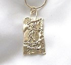 9ct 9k Gold Hand made Fluidity Bar Pendant/Necklace