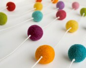 Rainbow Wool Ball Garland