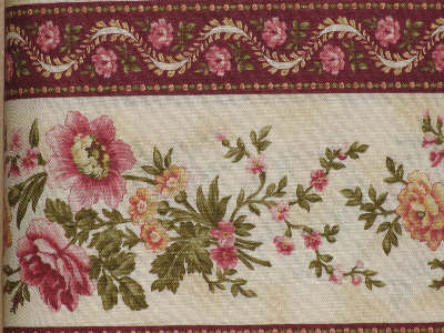 Red Rooster Fabrics  -  Floral on Cream / Burgundy