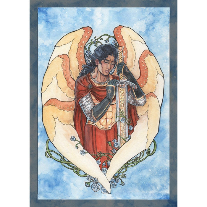 Saint Michael the Archangel with Sword - Signed ACEO Giclée Mini Print
