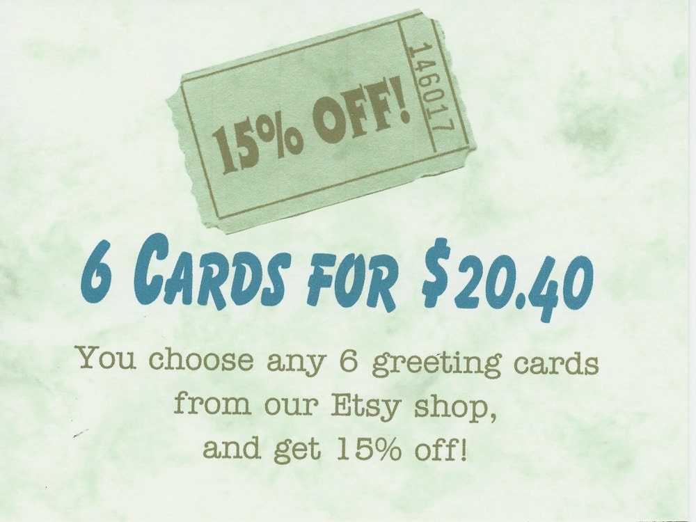 Card Set of 6, Save 15 Percent (%), You Choose Cards - Sale