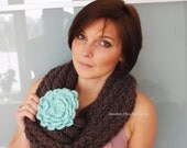 Mint Green Large Crochet Flower Brooch,Crocheted flower pin