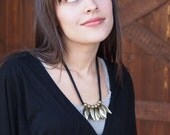 brass bronze metal fringe cluster necklace
