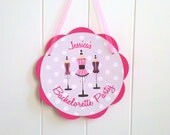 Bachelorette Party Decorations - Lingerie Theme Door Hanger, Bachelorette Decorations in Hot Pink and Black Polka Dot