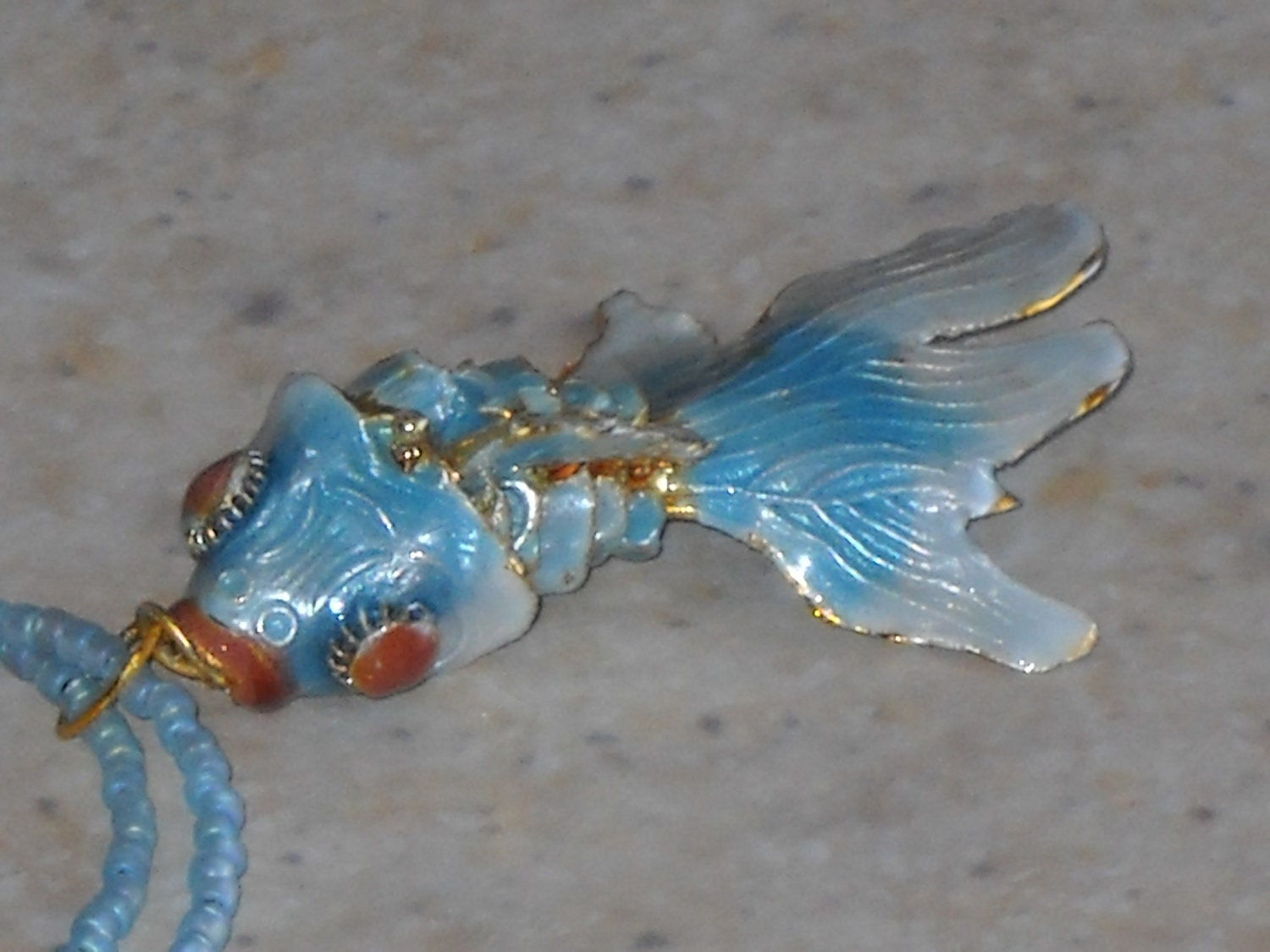 Blue Koi Fish Zen Cloisonne Necklace
