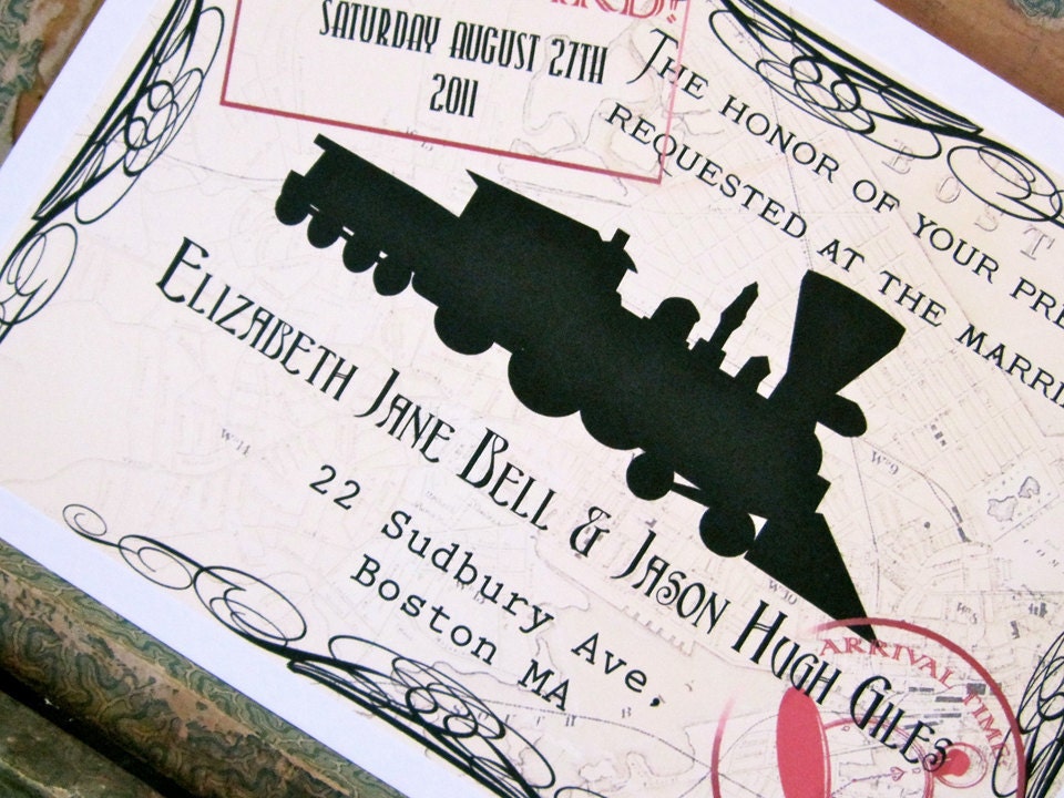 Vintage Style Train Invitation