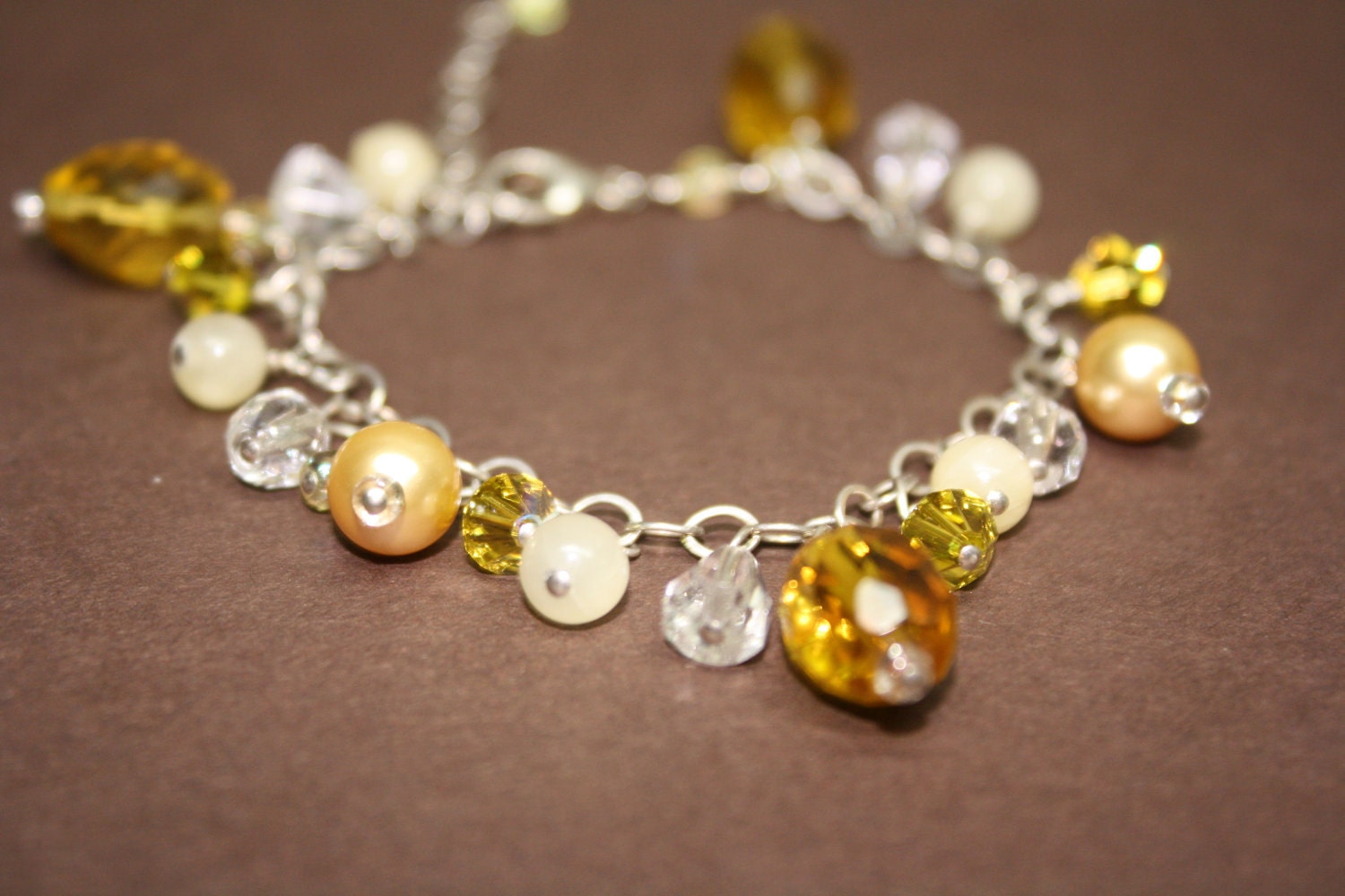 Sterling silver topaz and  aragonite bracelet