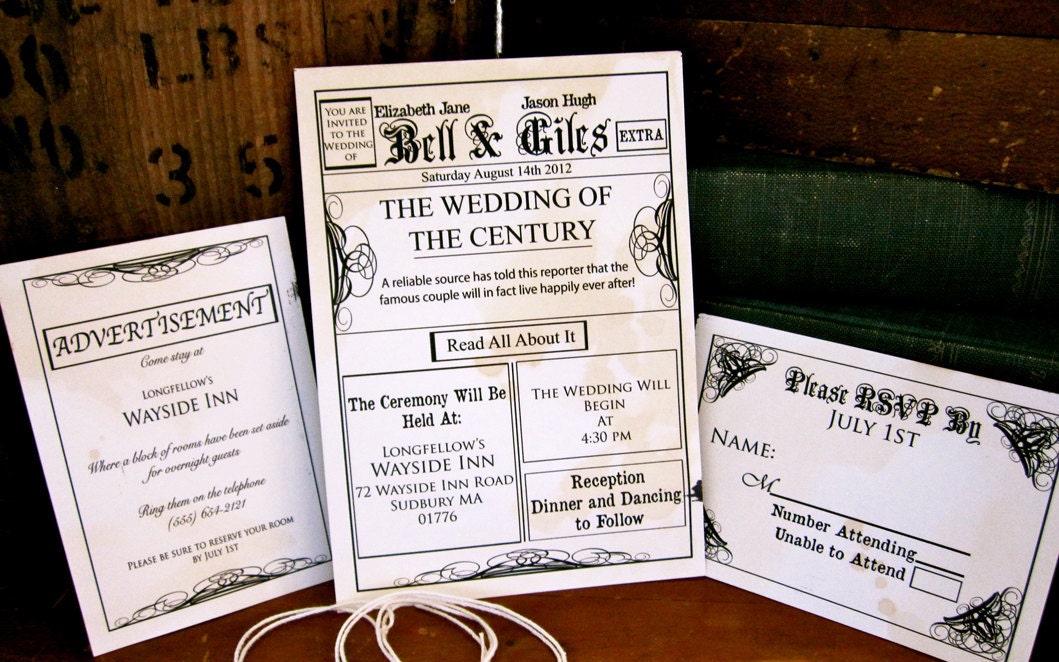 Vintage Style Newspaper Invitation