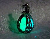 Mermaid's Magic - Neon Green -Caged Pendant with Glowing Essence of the Sea - Amazing Glow in the Dark Effects
