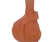 Baby Buddha Orange-Brown Leather Round Wristlet Purse Clutch