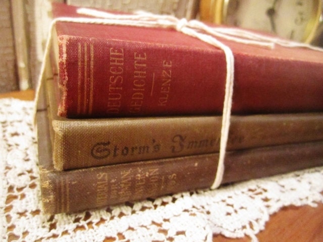 Antique German Book Stack - Gorgeous Aged Home Decor