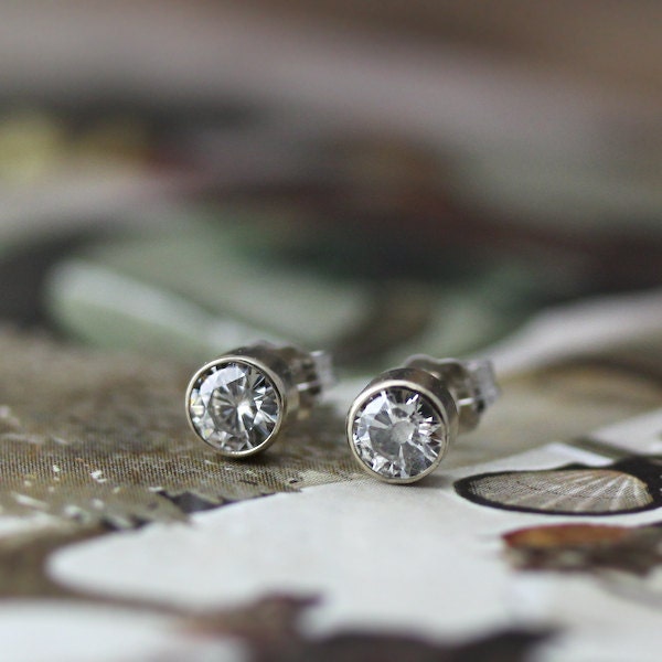 moissanite 14k stud earrings -  yellow or white gold