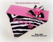 Collared Dog Bandana-Zebra Diva  for large dogs
