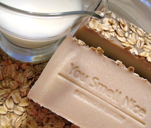 Romantic Oatmeal Milk Honey Soap - Rustic vegan cold process soap