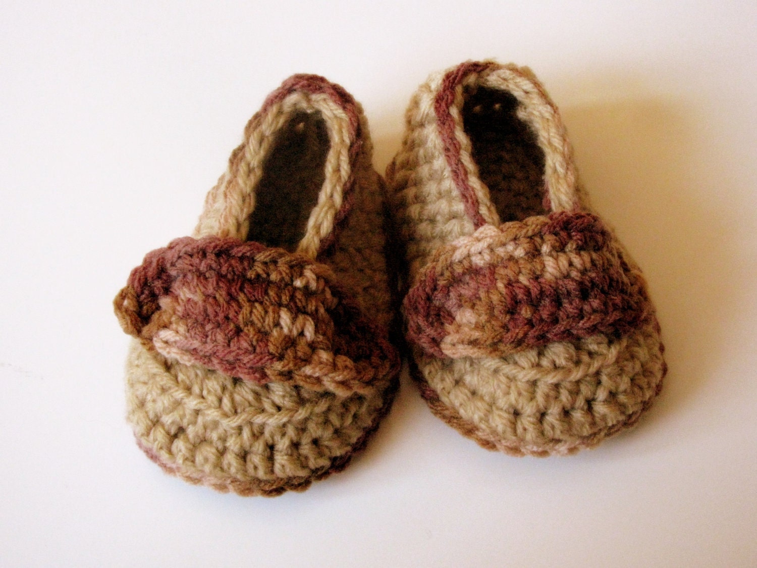 Baby Booties Baby Boy Loafers Hand Crochet Tan Brown sizes Made To Order