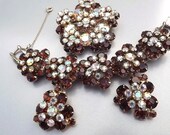 Bracelet, Brooch and Earrings, Delizza and Elster, Juliana Parure, Chocolate Truffle and Topaz Flower Spray, Bookpiece