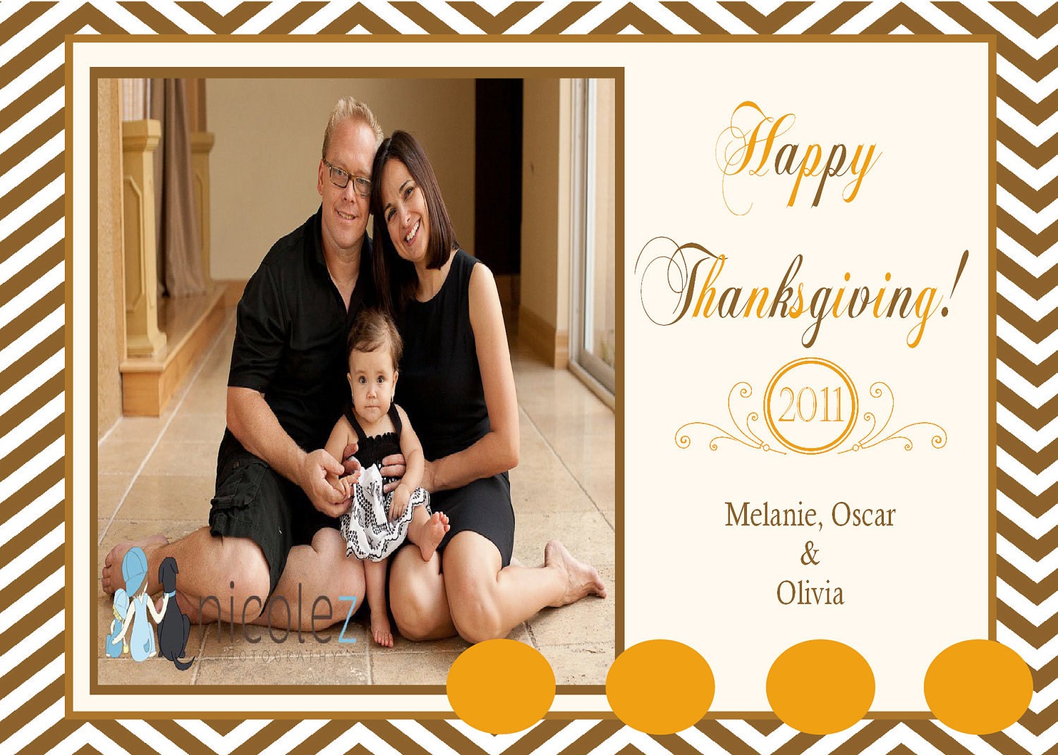 Modern Chevron Happy Thanksgiving Photo Family Card - Printable or Email Il_170x135