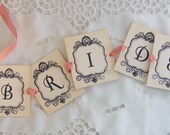 SALE 2 pLUS BANNERS  Hand Stamped Vintage Style Hanging Bride Banner for Wedding Shower Party Vintage Look 3 ft