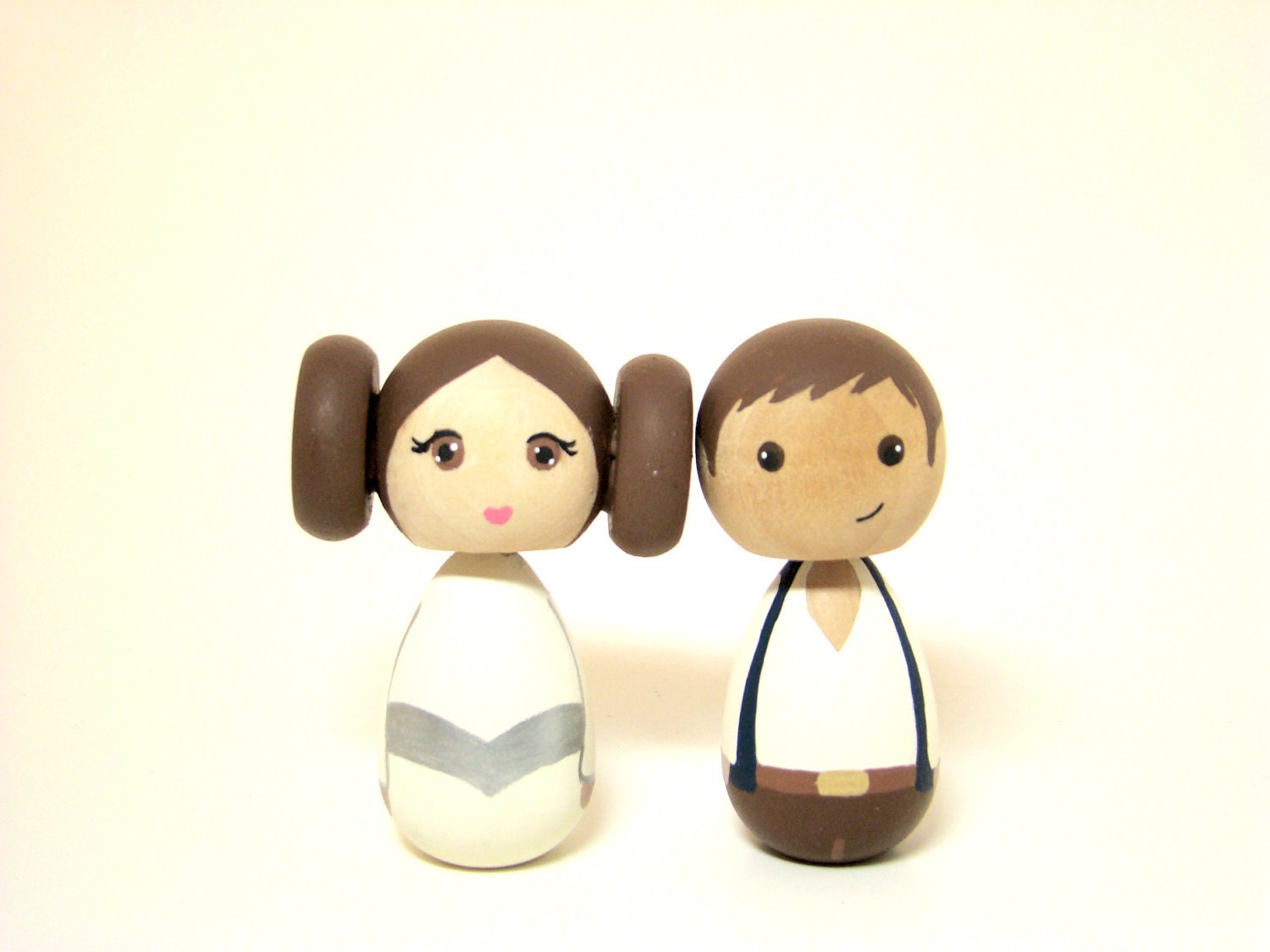 Mini Kokeshi The Princesss & her Nerfherder Wood Doll Cake Topper