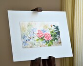 Roses in garden - Original watercolor painting