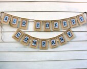 CUSTOM Burlap BANNER, 3-6 flags