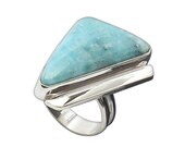 Larimar and Sterling Silver Ring, Size 7  r7lark1936
