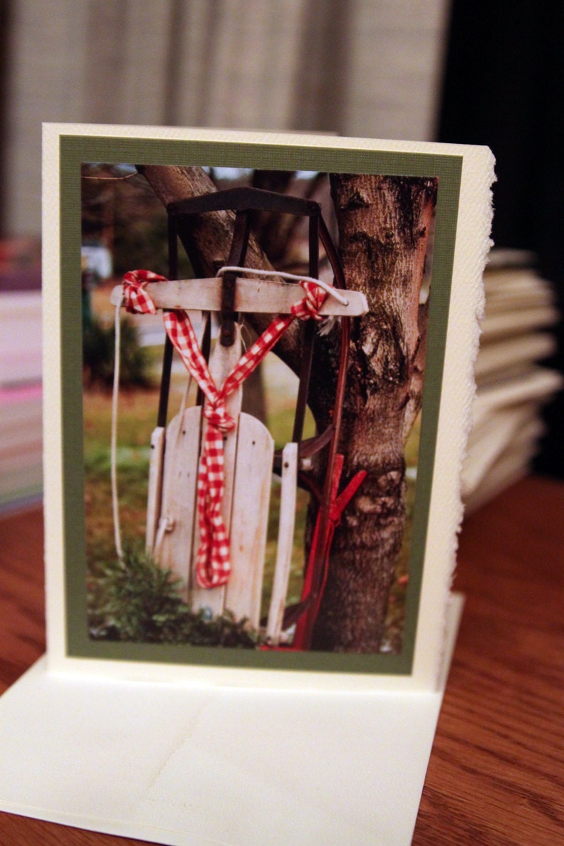 Sled - Christmas Holiday Card - Lisa Ceaser Photography Original
