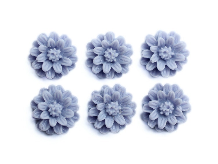 6pc periwinkle blue daisy cabochon -10mm- DAIS008-10mm-PERI