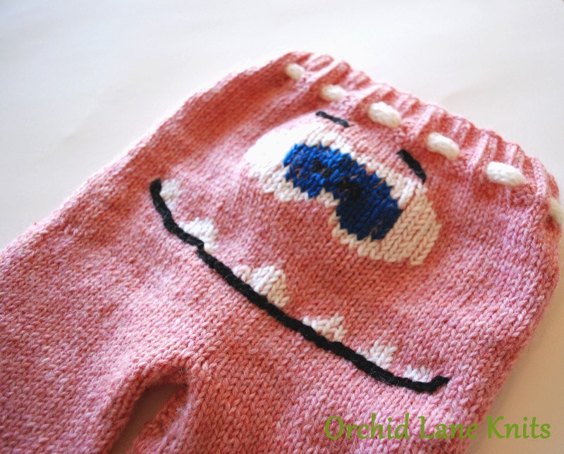 Pink Gossamer Monster Butt Pants - Wool Diaper Covers - Custom Knit Longies