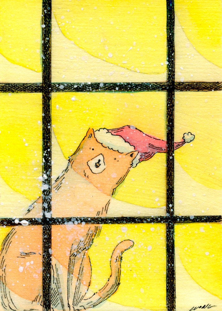 Original ACEO Painting -- Snow for Christmas
