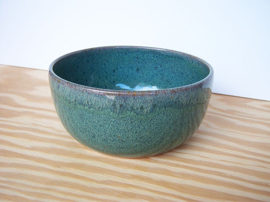 Stoneware Pottery Serving Bowl in Sea Mist Glaze