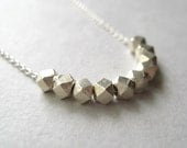 Sterling Silver Necklace, Faceted Sterling Silver Nugget Chain Necklace Bridal Jewelry Wedding