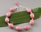 Rhodonite Breast Cancer Awareness Bracelet