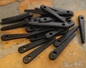Mykonos Greek Ceramic Beads - 10 BLACK Skinny Spike Beads