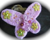 Fiber Butterfly Duet Felt Beads and Handmade Glass SHIPPING FREE