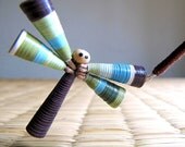 Dragonfly necklace - Paper bead jewelry - Pendant Necklace - Woodland, animal, wild, wings - Woodland, Mint Green, Olive Green, Dark Brown