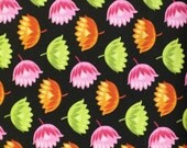 LakeHouse Fabrics - 3D Large Colorful Daisies on Black Background