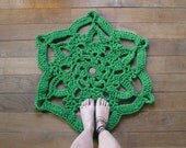 doily bath rug green round mat